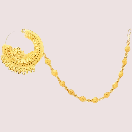 Handcrafted Brass Alloy Uttarakhandi Round Nath with Chain